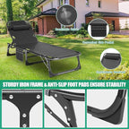 LILYPELLE Lounge Chair with Mattress, Heavy Duty Outside Lounge Chair Outdoor Portable Folding Lounge Chairs Sleeping Cots Bed for Camping, Pool, Beach, Patio