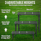 GARLLEN Folding Grill Table, 3-Height Adjustable Lightweight Grill Table with Heat-Resistant Tabletop, Portable Aluminum Camping Table for BBQ, Picnic, Cooking, 35.4" L x 15.7" W, Threaded Install