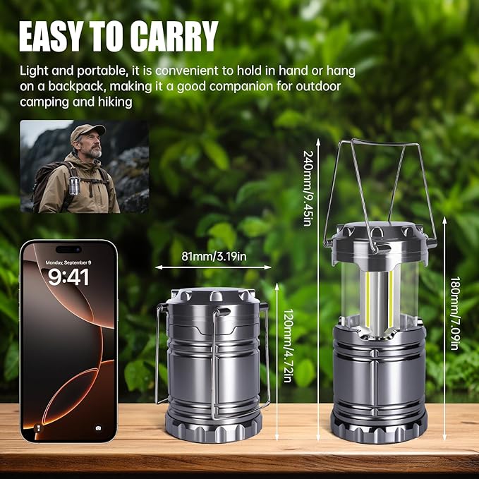 KUNHE LED 60 Pack Camping Lantern Battery-Operated (Includes 180 AA Alkaline Batteries) 350 lumens IPX4 Waterproof Lanterns for Power Outages Emergency Hurricane Storm Outdoor Camping