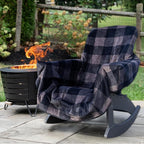 CITYBONFIRES The Chair Blanket – Reversible, Waterproof & Polar-Lined - Stretchable Elastic Back - Original Patio Chair Cover – Ideal for Homes and Outdoor Furniture- with Carry Pouch – Gray Plaid