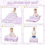 Toddler Nap Mat with Pillow and Blanket, Extra Large Rolled Napping Mats,Slumber Bags for Boys Girls,Kids Sleeping Bag for Daycare, Preschool Travel Camping