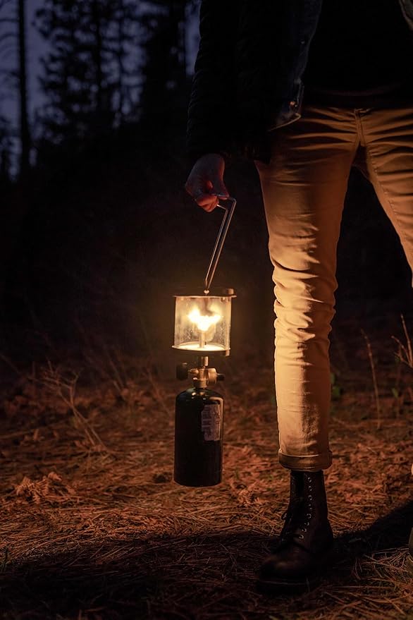 Stansport Propane Mantel Lantern – Outdoor Light with Adjustable Brightness, Carry Handle, Ventilated Hood, High-Output, Portable, for Emergency, Backpacking, Camping – Mantels Included