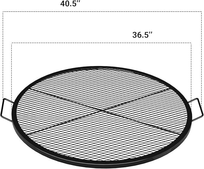 onlyfire Round Fire Pit Grill Grate, Heavy-Duty Steel Cooking Grate with X-Marks Design, Portable Campfire Grill for Outdoor BBQ, Camping, Picnics - 36 Inch