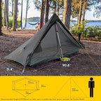 LANSHAN Ultralight Tent 3-Season Backpacking Tent for 1-Person or 2-Person Camping, Trekking, Kayaking, Climbing, Hiking