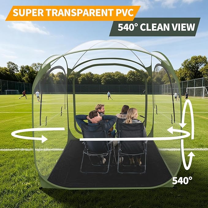 ARCTICSEA Thickened PVC Sports Tent - All-Weather Shelter Pod for 2-6 Person, Pop-Up Shelter, Instant Setup, Removable Top & Sealed Floor for Outdoor Events, Soccer, Rugby