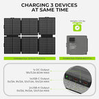Portable Solar Generator, 300W Portable Power Station with Foldable 60W Solar Panel, 110V Pure Sine Wave 296Wh 80000mAh Lithium Battery Pack for Home Use RV Van Outdoor Camping-Panel included