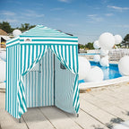 EAGLE PEAK Flex Ultra Compact 5x5 Pop-up Canopy, Sun Shelter, Changing Room, Portable Privacy Tent for Pool, Fashion Photoshoots, or Camping, White/Light Blue