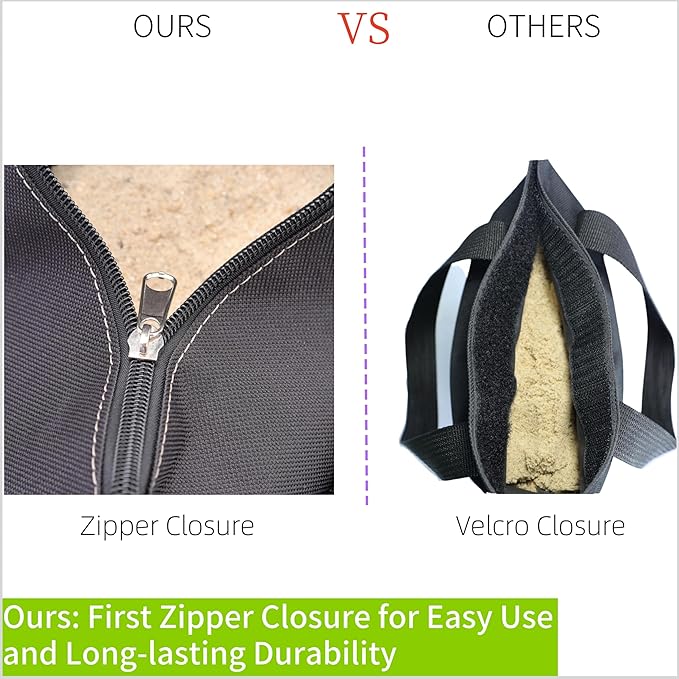 140 LBS Zipper Top Sand Bags for Canopy Legs (Without Sand) Sand Bags for Weight - Sandbags for Gazebo Legs, Pop Up Canopy Tent Weights - Canopy Weight Bags, Set of 4