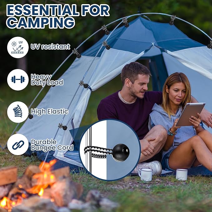 100 Pcs 4 Inch Ball Bungee Cords Tarp Tie Downs Bungee Cords with Balls Heavy Duty Outdoor Tarp Straps for Canopy Shelter Camping Cargo Tent Poles UV Resistant (Black White)