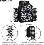 apollo walker Picnic Backpack Bag for 2 Person with Cooler Compartment, Detachable Bottle/Wine Holder, Fleece Blanket, Plates and Cutlery Set (2 Person, Black)