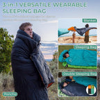 ATEPA Down Sleeping Bag for Adults, 650FP Recycled 30°F 35°F 40°F 45°F 3 Season Wearable Ultralight Packable Compact Sleeping Bags with Compression Sack for Backpacking Camping Hiking