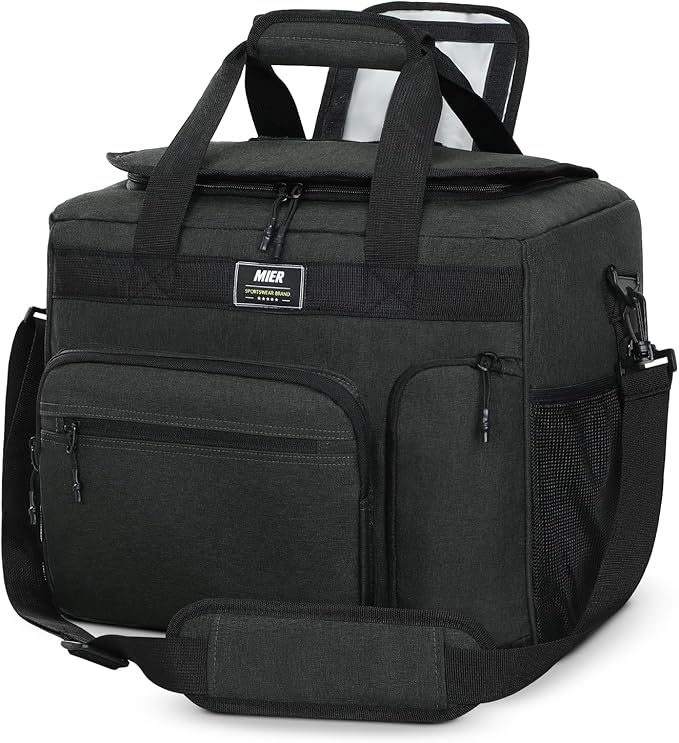 MIER 30L Extra Large Soft Cooler Bag with Bottle Opener for Camping Beach BBQ Grocery Leakproof Picnic Lunch Bag, Collapsible, 45Can (Deep Grey)