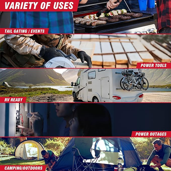 A-iPower 5800-Watt Dual Fuel Quiet Portable Inverter Generator, Electric Start RV Ready, EPA & CARB Compliant CO Sensor, With Telescopic Handle For Backup Home Use, Tailgating & Camping (SUA5800iED)