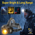 BORUIT LED Rechargeable Headlamp with Red Light,Super Bright Motion Sensor Head Lamp with 8 Modes,IPX4 Waterproof Headlamps Headlight for Outdoor Camping Hiking Fishing Hunting Running