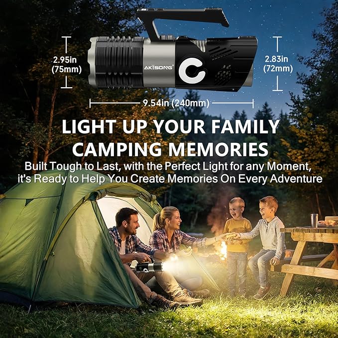 150W Rechargeable Handheld Spotlight 18,000 High Lumens, Super Bright Zoomable XHP360 Spot Light Searchlight with USB Output, Large Capacity Powerful LED Flashlight for Home Emergency Boating Camping