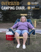 KingCamp Oversized XL Camping Chair, Heavy Duty 500lbs Folding Couch for Adults, Padded Large Comfortable Sofa Seat with Cooler Bag Cup Holder for Outdoor Sports Fishing Patio Lawn