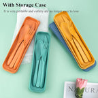 4 Sets Reusable Utensils Set with Case,Travel Utensils Cutlery Set Spoons and Forks Set, Reusable Plastic Utensils for Lunch Box Accessories for Adults, Portable Lunch Utensils Set for Daily