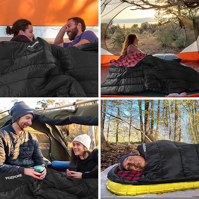 Flannel Sleeping Bag Cotton 0 Degree Cold Weather for Adults XXL Sleeping Bag 4 Season Big and Tall with Compression Sack