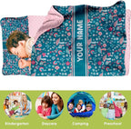 Personalized Toddler Nap Mat for Preschool, Custom Name Kids Sleeping Bag for Daycare, Kindergarten Roll Up Sleeping Mat with Removable Pillow and Soft Blanket, Fun Themes for Boys & Girls