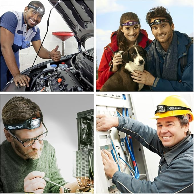 BLITZU Led Headlamp Flashlight for Adults and Kids. Super Bright Outdoor Headlight Headlamps. Head Lamp with Red Safety Light Great for Running, Camping, Reading, Hiking at Night Time CAMO