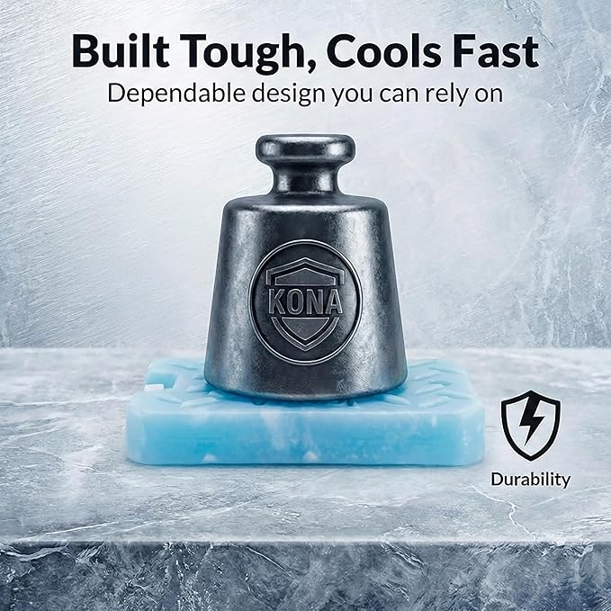 Kona Blue/Ice Ice Packs for Lunch Box - 2 lb Freezer Packs Compatible With Yeti Cooler Bags | Dry Ice Shock Pack, Long-Lasting Reusable Ice Packs for Lunch Bags (10" x 5.5" x 1.5" Pack of 4)