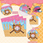 96 Pcs Ice Cream Drip Baseball Party Supplies Baseball Ice Cream Drip Party Plates and Napkins Sport Theme Tableware Dinnerware Set for Team Gift Sport Birthday Camping Baby Shower Parties Favors