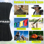 VVAAGG 1000 Paracord Rope 200FT Utility Parachute Cord 4mm 12 Strand Nylon Rope for Camping, Tent, Clothsline, Outdoor Hiking, Fishing (Black, 200FT)