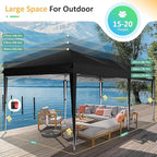 COBIZI 10x20 Pop up Canopy Tent Without Sidewall, Waterproof Portable Outdoor Canopy 10x20 Instant Shelter Tent for Parties, Wedding, Backyard, Carport with Carry Bag & 4 Sandbags(Black)