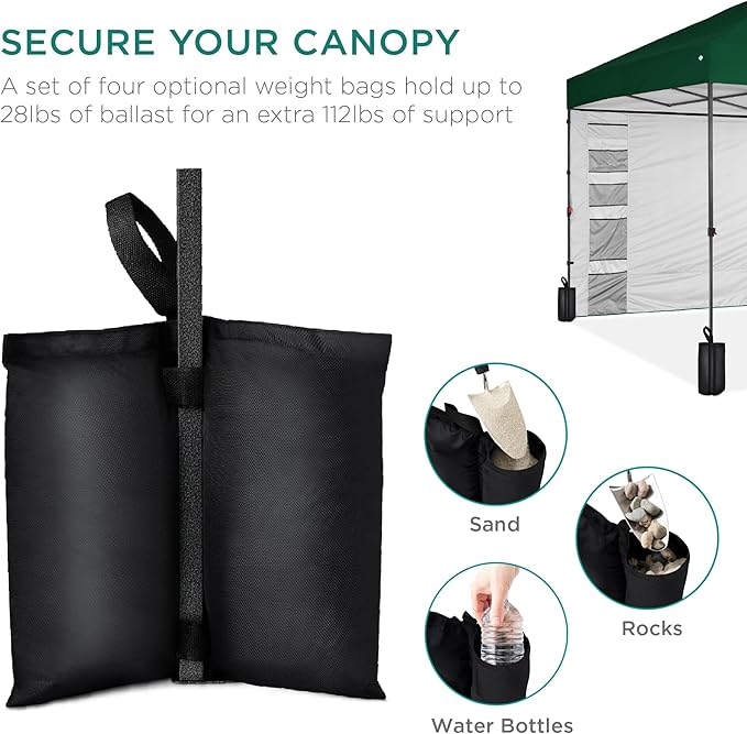 Best Choice Products 10x10ft Pop Up Canopy Tent with Sidewall, 1 Person 1 Minute Set Up, Carry Case, 4 Weight Bags - Forest Green