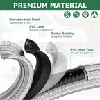 Extend a Stay RV Propane Kit, 4-Port Propane Brass Tee with 5 ft & 12 ft Stainless Steel Hoses for Connection Between Auxiliary Propane Cylinder and Appliances, Camping, Motorhomes