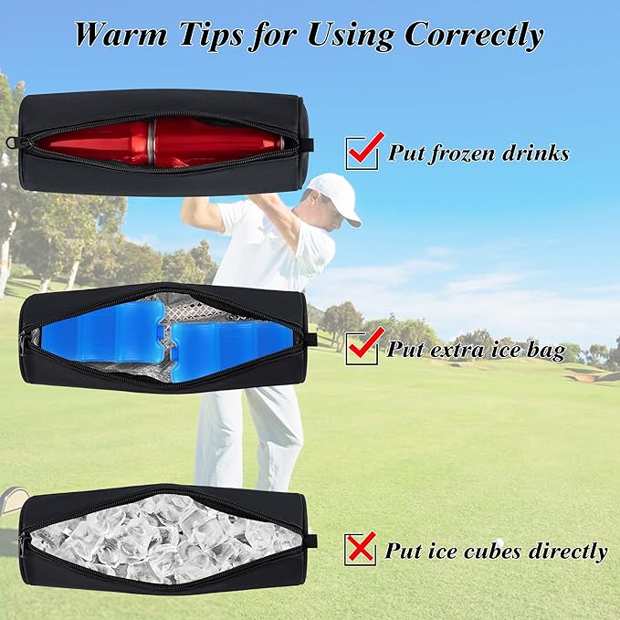 2 Pack Golf Cooler Beer Sleeve for Golf Bag Beverage Sleeve Small Can Cooler Accessories Keep Drinks Cold Golf Cooler Sleeve for Outdoor Sports Daily Work Travel Hiking