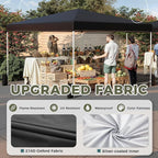 EROMMY 12x12 Pop Up Tent, Easy to Set Up Canopy Tent, Outdoor Canopy for Events, Camping, Parties with Wheeled Bag, 4 Ropes, 4 Sand Bags and 8 Spikes(Black)