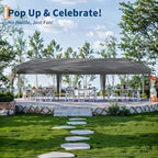 10x30 Pop Up Canopy with 8 SideWalls - Heavy Duty Outdoor Canopy Tent with Portable Roller Bag - 3 Adjustable Height, 4 Weight Bags, 8 Stakes & 6 Guy Ropes Included-Grey