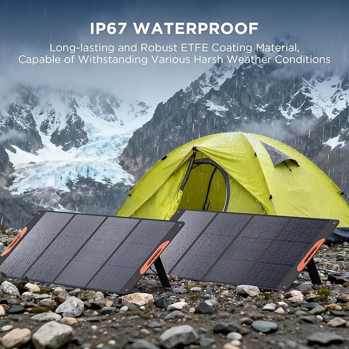 320W (2x160W) N-Type 16BB Portable Solar Panel, 25% High Efficiency Foldable Solar Charger with Bypass Diodes for Power Stations,IP67 Waterproof for RV Camping Off-Grid & Emergency Backup