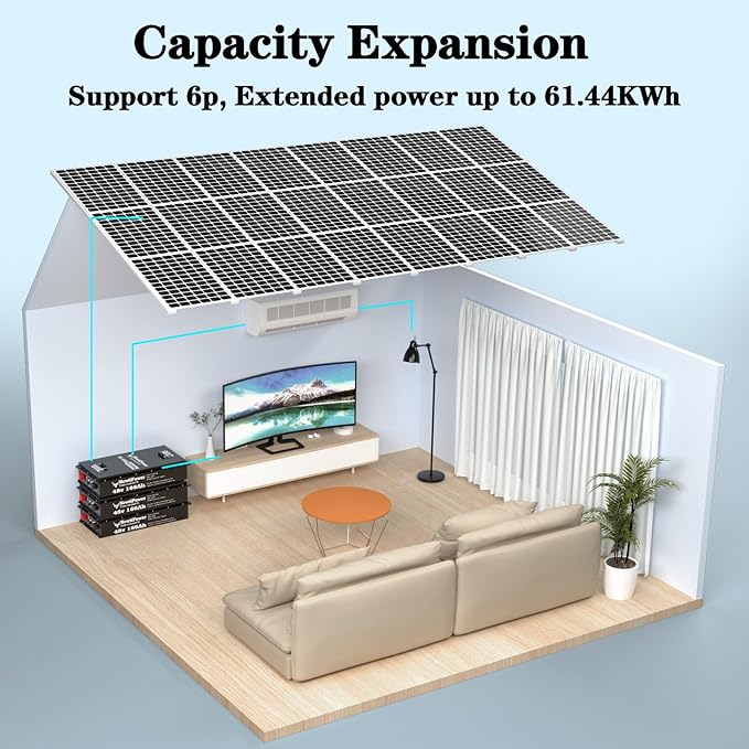 48V 166Ah Golf Cart LiFePO4 Battery with Charger&Monitor, 8499Wh Lithium Battery with 200A BMS, Up to 10000+ Rechargeable Cycles, Perfect for Golf Cart, Solar Power Storage (48V*166Ah)