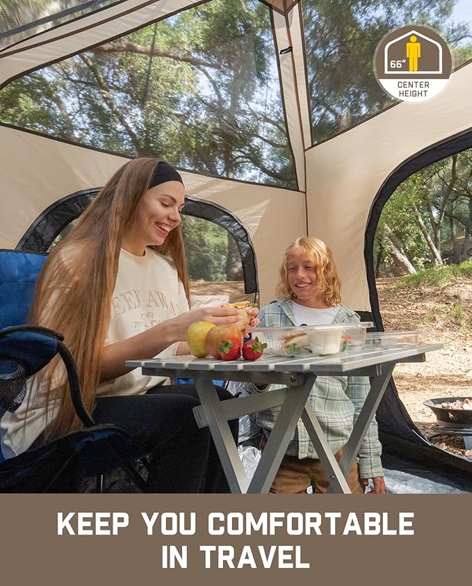 FanttikOutdoor Camping Tent 4/6/8/10 Person Instant Cabin Tent Setup in 60 Seconds with Rainfly & Windproof Portable with Carry Bag for Family Camping & Hiking
