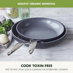 GreenPan Valencia Pro Ceramic Nonstick 10” & 12” Frying Pan Skillet Set, Hard Anodized PFAS-Free Cookware, Induction Ready, All Cooktops, Eggs & Omelets, Dishwasher & Oven Safe to 600F, Gray