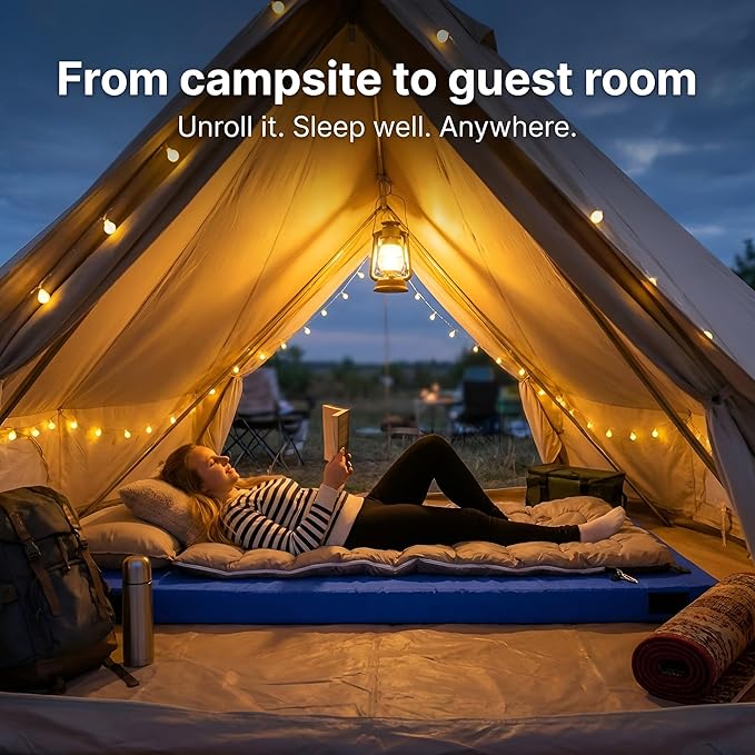 Hazli Matrix AirCell Memory Foam Camping Mattress Pad - CertiPUR-US Roll Up Mattress for Adults - Portable Foam Sleeping Mats for Camping - Camp Cot Sleeping Pad - Floor Sleep Mat Bed Roll for Car RV