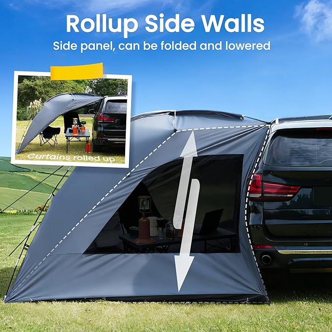 SUV Tent, Rectangle Car Tent for Family, Waterproof & Windproof for Car Camping, Large Camping Tents with Storage Bag, SUV, Van, Jeep