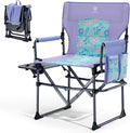 EVER ADVANCED Camping Directors' Chair with Side Table, Portable Folding with Compact Size, Heavy Duty Lawn Chair with Pocket for Camping, Lawn, Sports and Fishing, 400lbs, Purple