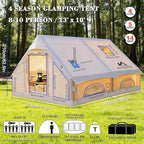 Inflatable Camping Tents 8-10 Person,129 Square Feets Large Inflatable Camping Tent with Stove Jack,Blow up Tent with Mesh Windows & Pump