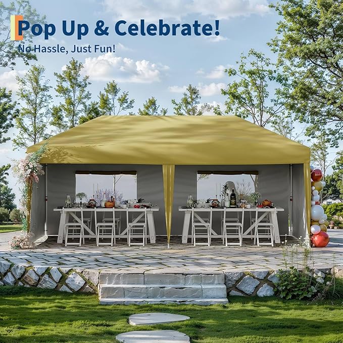 Garvee 10x10 Pop Up Canopy Tent, Heavy Duty Commercial Instant Shelter with One-Person Setup, UPF 50+ Waterproof, 100 Sq Ft Shade for Outdoor Events, Camping, Farmers Market