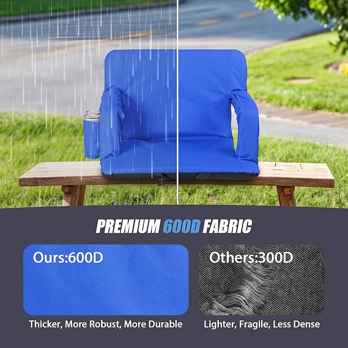 Nova Microdermabrasion 20.5"/25" Wide Stadium Seat for Bleachers w/Back Support Padded Cushion Portable Reclining Bleacher Seats Camping Stadium Chair Waterproof