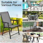 Folding Patio Chairs 4-Pack, Outdoor Camping Chairs Steel Frame Textilene Portable Beach Chairs 250lbs Capacity