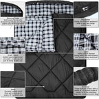 AGEMORE 0 Degree Double Sleeping Bag for Adults, Cotton Flannel Lined 2 Person Queen Size Warm Sleeping Bag for Family Winter Camping or RV Traveling