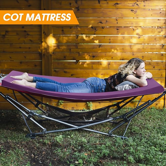 CYMULA Camping Cot Mattress 2in Memory Foam Sleeping Pad,Soft Warm Non-Slip Camping Mattress Topper with Retaining for Adults,Portable Roll up Pad for Travel(75 x30)（only Mattress）