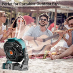 20000mAh Battery powered fan Camping essentials,Rechargeable fan Portable Battery Operated Tent with Light & Hook X26A Cyan
