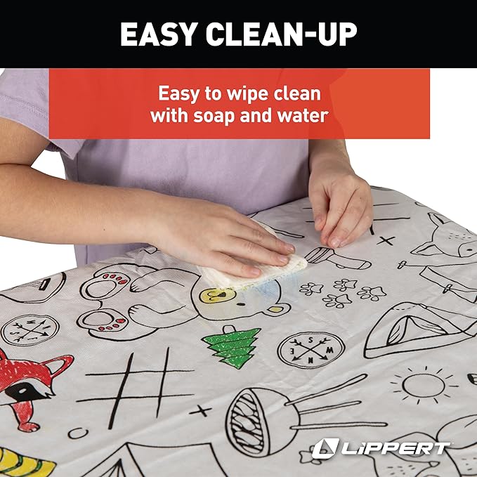 Lippert Color Escape Vinyl Tablecloth/Bench Cover Set for Camping and Picnics with 100% PEVA Material, Waterproof and Stain-Resistant Fabric - 2023051696