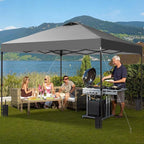 GDY 12x12 Pop Up Canopy Patio Carpas, One Push Set up with Central Lock Canopy with Wheeled Carry Bag, Included 4 Sandbaogs,8 Stakes and 4 Ropes, Gray