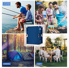 EAGLE PEAK Outdoor Folding Camping Table with Large 3-Tier Storage Organizer and Side Pockets, Easy Set Up Portable Aluminum Camping Kitchen, Blue